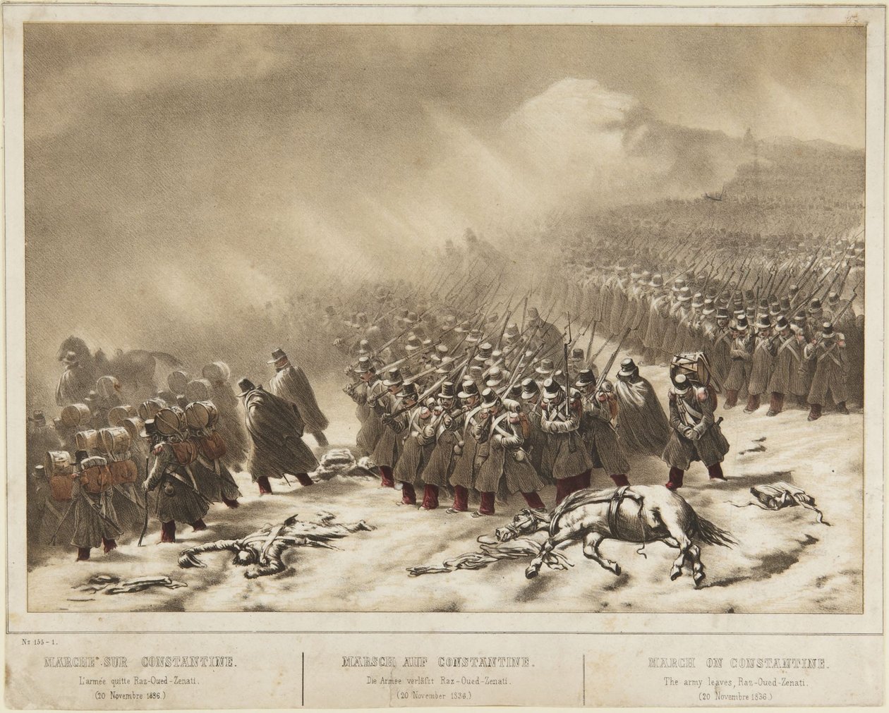 Marcia su Costantina: l’esercito parte da Raz-Ourd-Zenati (20 novembre 1836) da Denis-Auguste-Marie Raffet