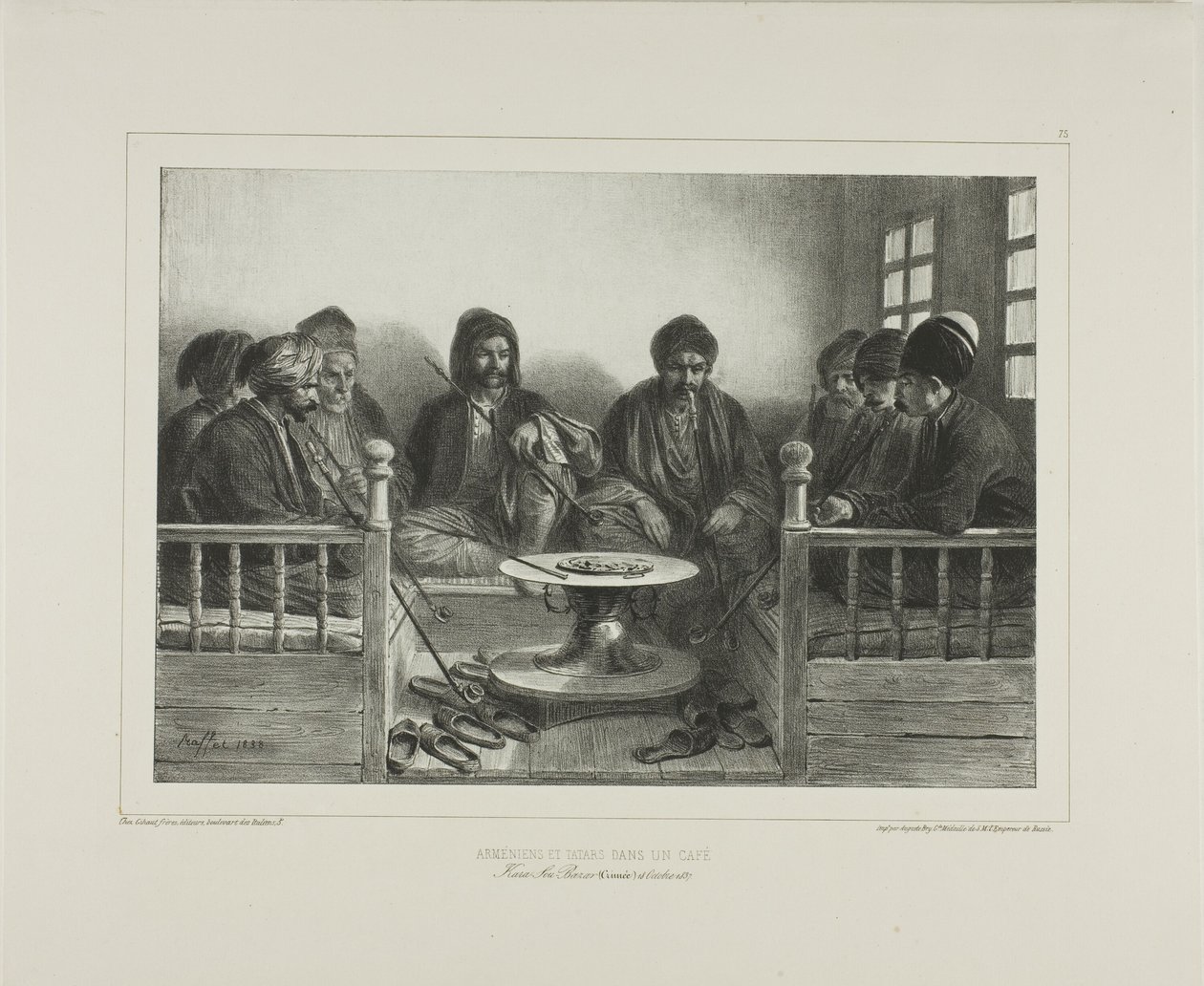 Armeni e tartari in un caffè da Denis Auguste Marie Raffet