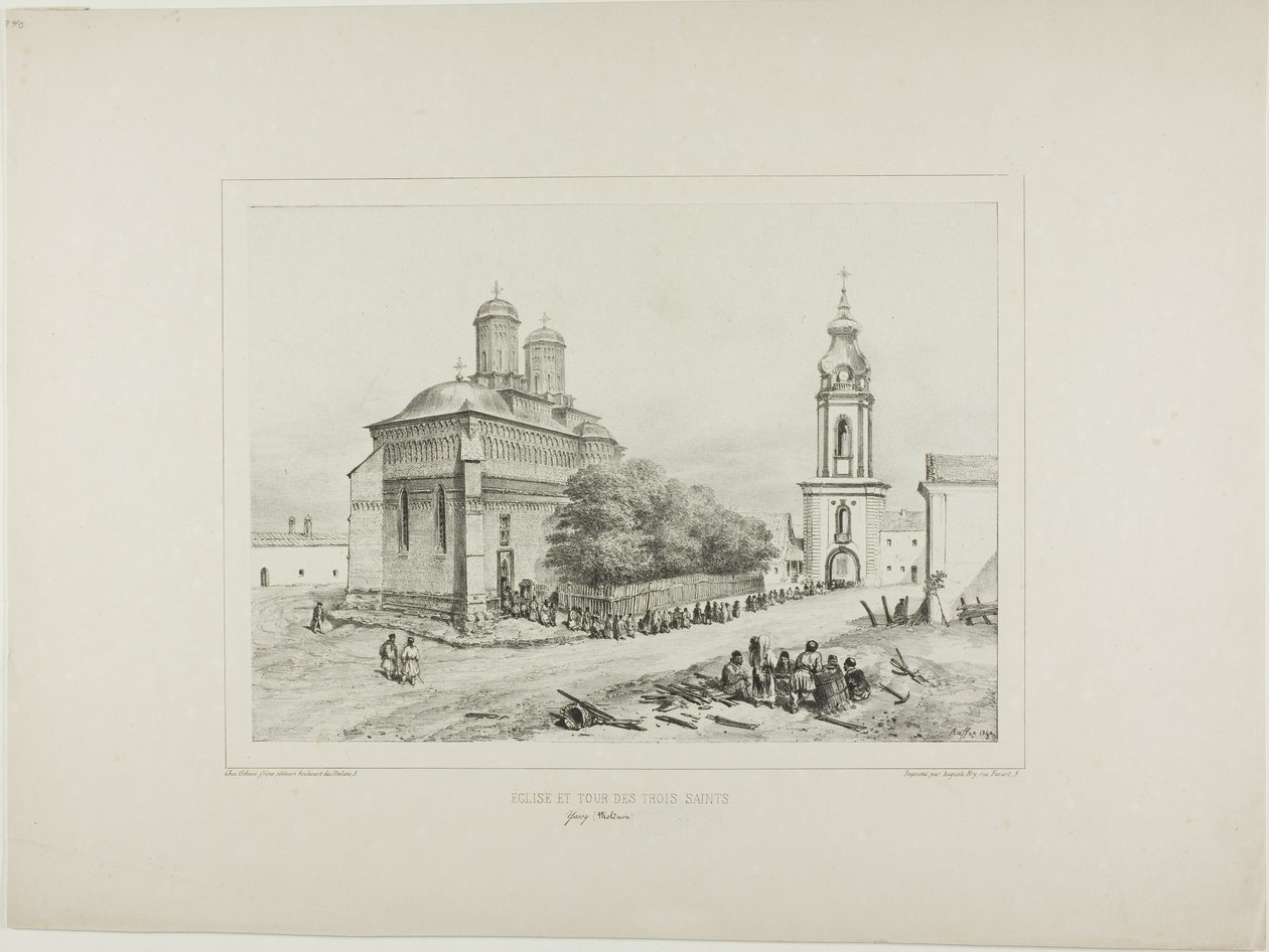 Chiesa e torre dei Tre Santi, Yassy, Modavia, 19 luglio 1837 da Denis Auguste Marie Raffet