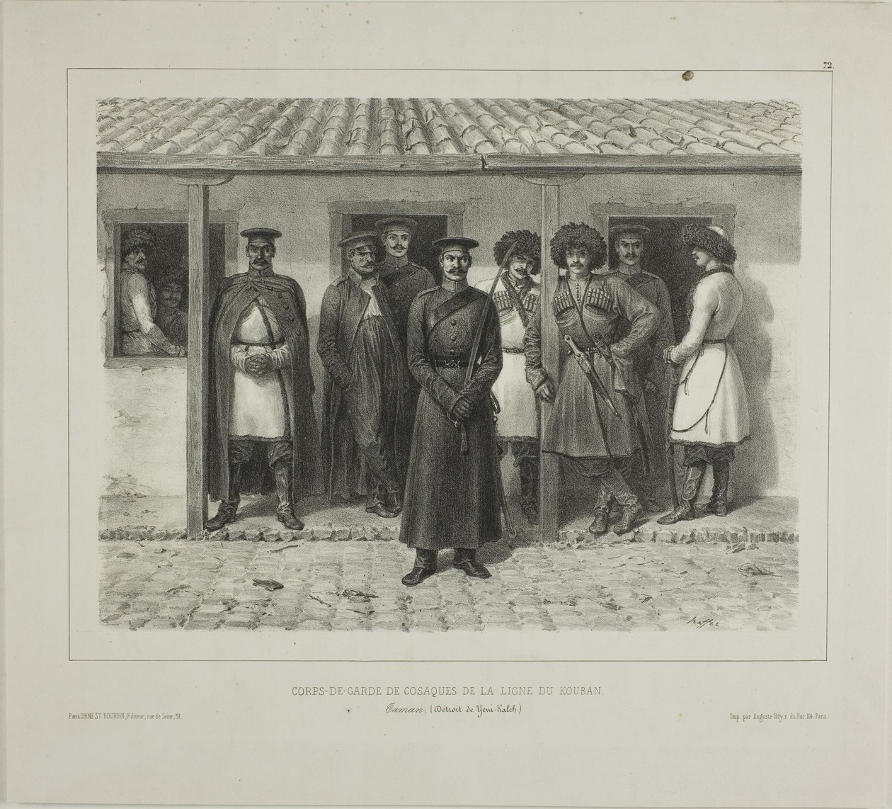 Guardie del corpo cosacche di linea, Kuban, Taman, Détroit de Yéni-Kaleb, 9 ottobre 1837 da Denis Auguste Marie Raffet