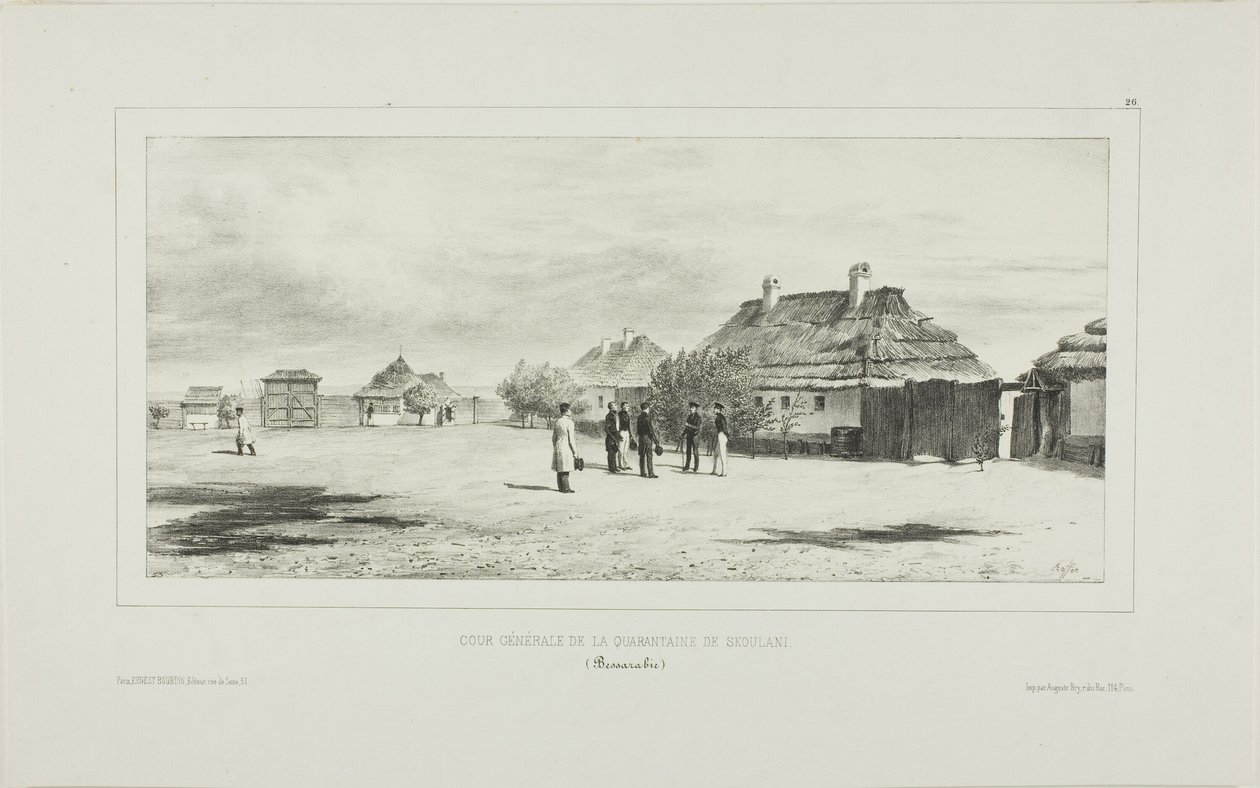Cortile della Quarantena Generale, Skoulani, Bessarabia da Denis Auguste Marie Raffet