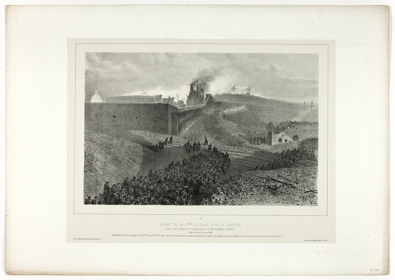 Partenza della Terza Colonna, chiamata il Supporto, da Souvenirs d’Italie: Expédition de Rome da Denis Auguste Marie Raffet