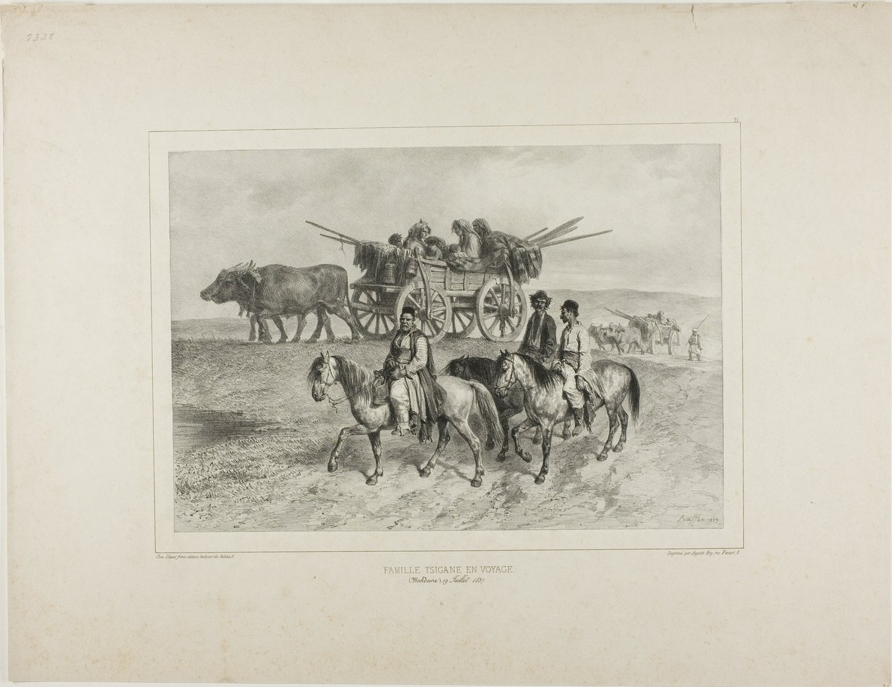 Famiglia di zingari ungheresi in viaggio, Moldavia, 19 luglio 1837 da Denis Auguste Marie Raffet