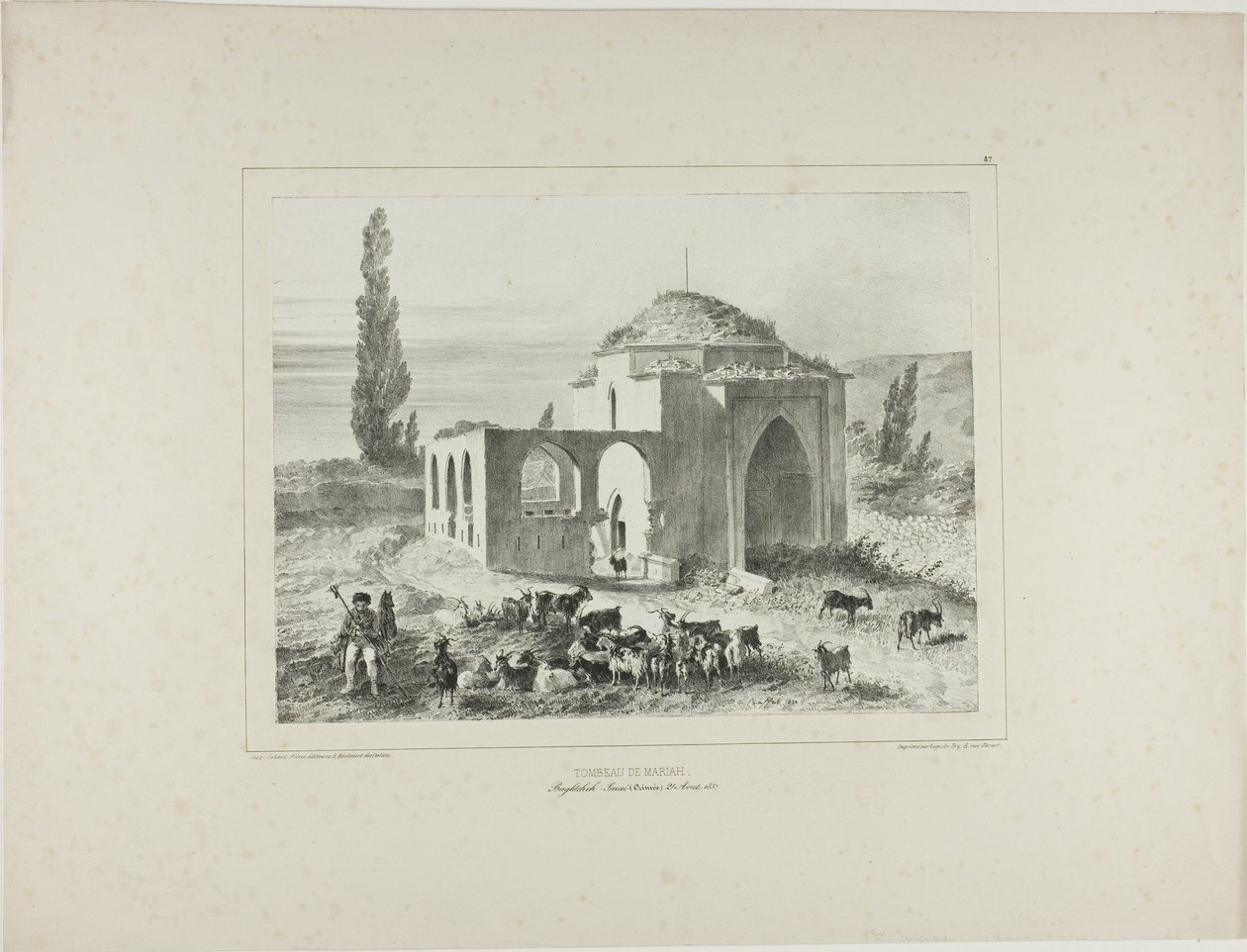 Tomba di Mariah, Bachtcheh-Seraï, Crimea, 21 agosto 1837 da Denis Auguste Marie Raffet