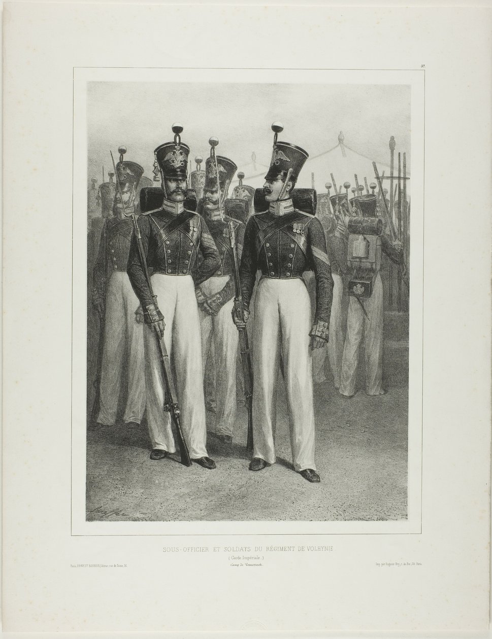 Sottufficiali e soldati del Reggimento Volhynie (Guardia Imperiale), Campo di Vosnessensk da Denis Auguste Marie Raffet