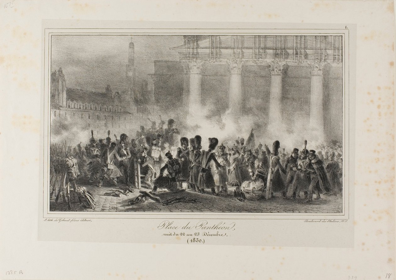 Place du Panthéon, notte del 22-23 dicembre 1830 da Denis Auguste Marie Raffet