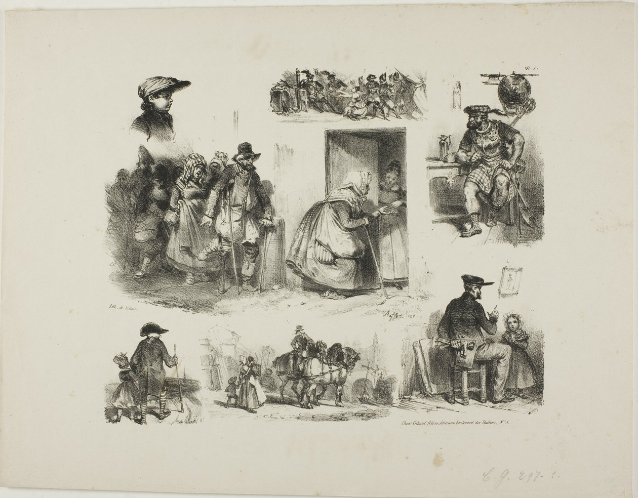 Foglio di schizzi da Denis-Auguste-Marie Raffet