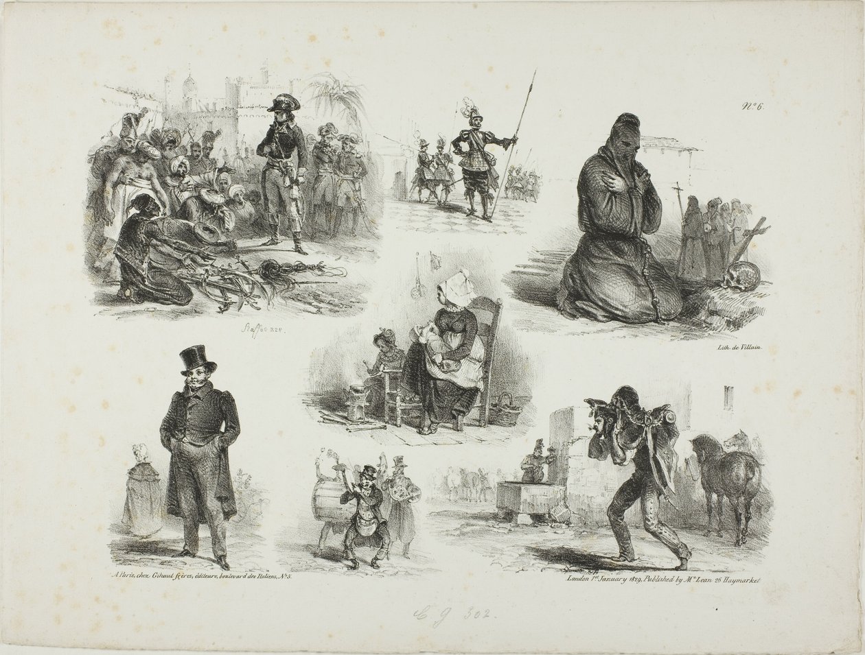 Foglio di schizzi da Denis-Auguste-Marie Raffet