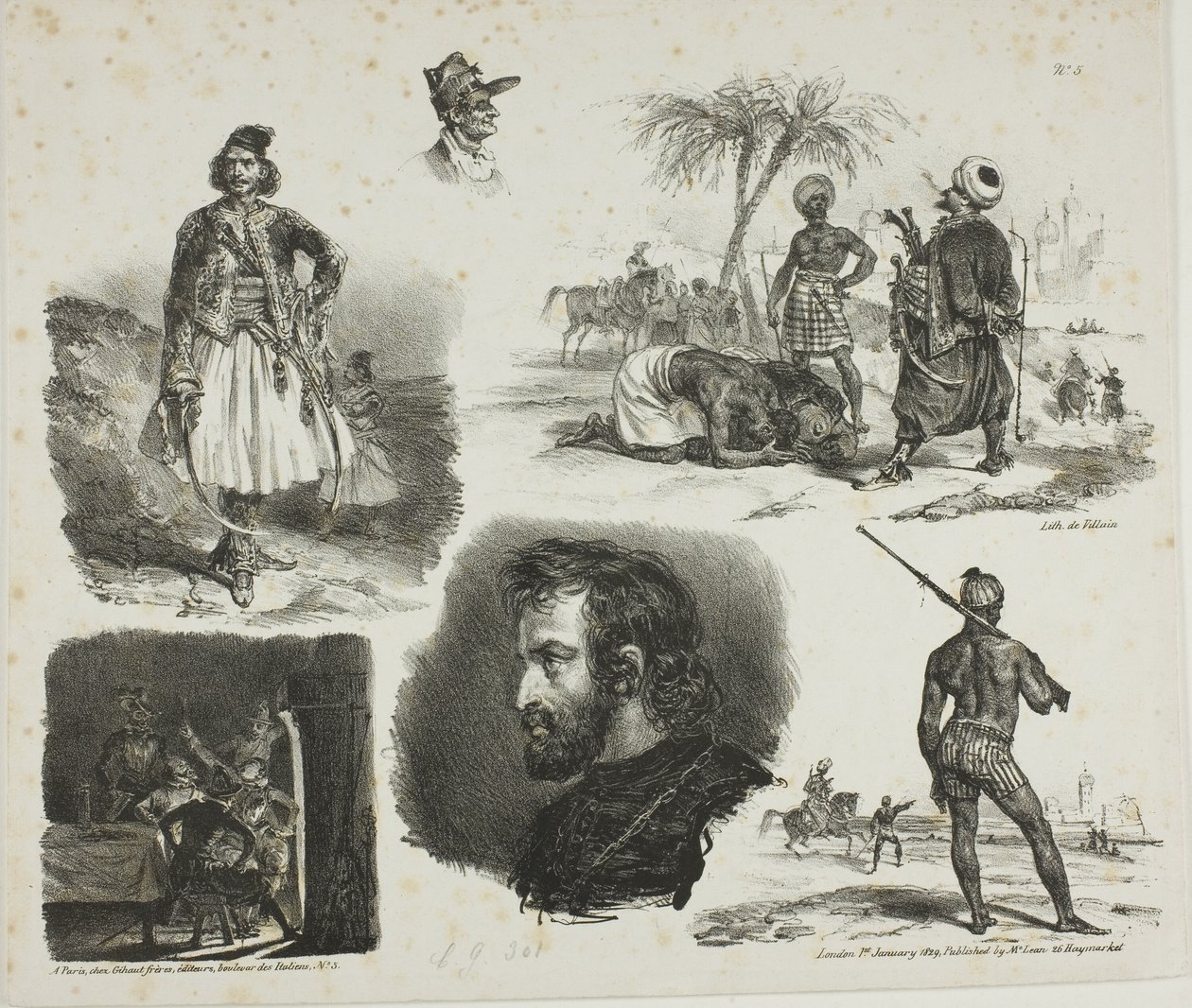 Foglio di schizzi da Denis Auguste Marie Raffet