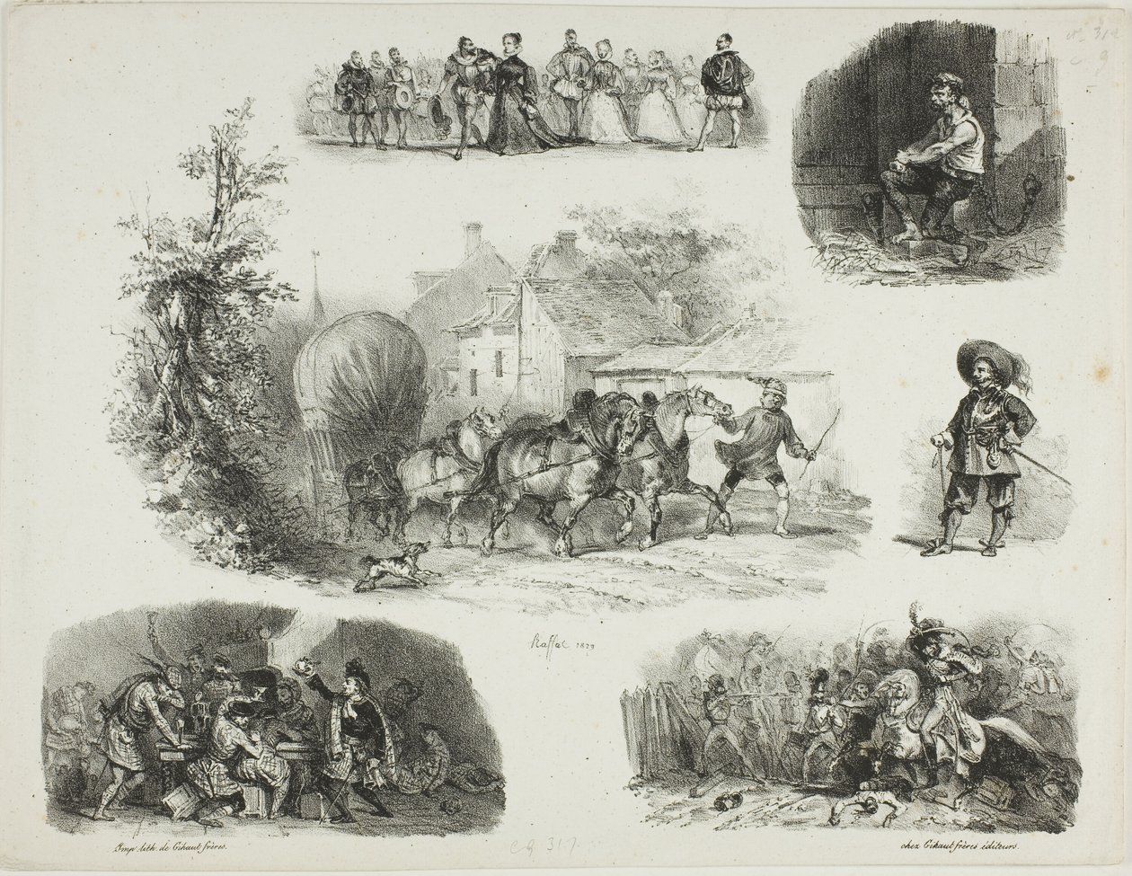 Foglio di schizzi da Denis Auguste Marie Raffet
