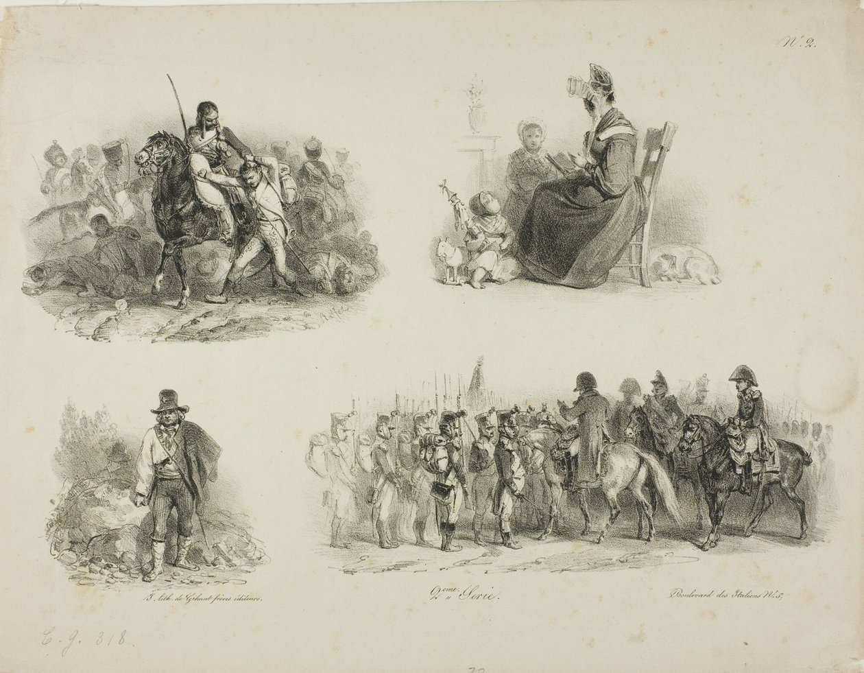 Foglio di schizzi da Denis Auguste Marie Raffet
