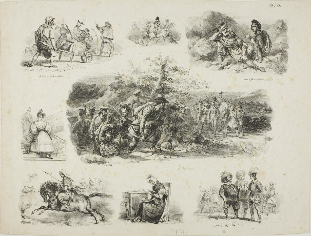 Foglio di schizzi da Denis Auguste Marie Raffet
