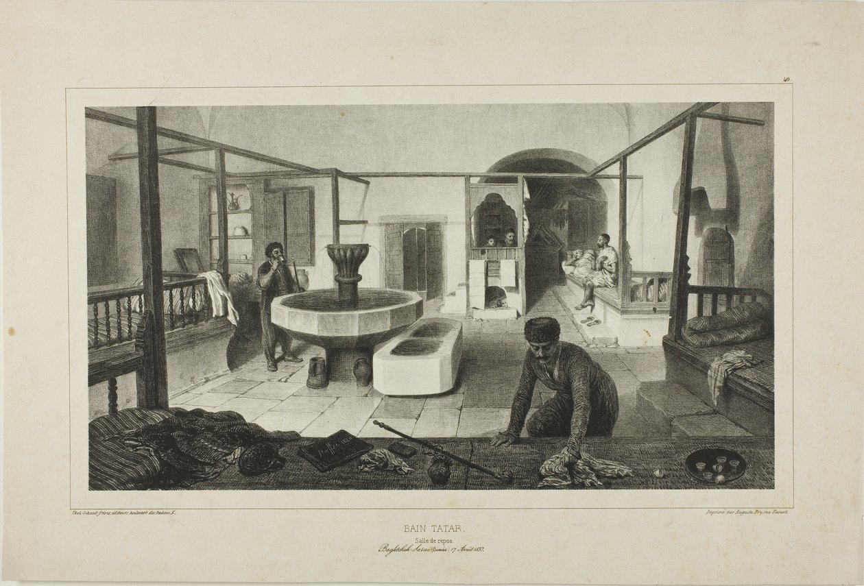 Bagno tartaro, sala di riposo da Denis Auguste Marie Raffet