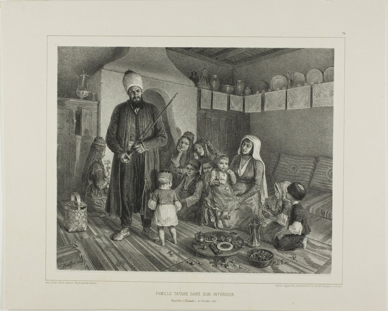 Famiglia tartara nella loro casa, Kapskhor, Crimea, 21 ottobre 1837 da Denis Auguste Marie Raffet