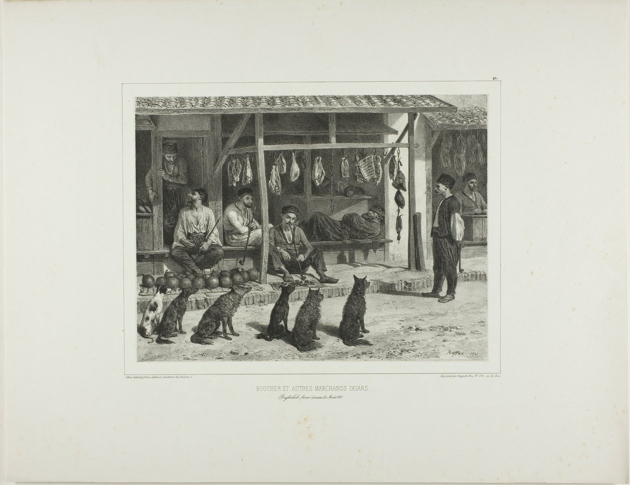 Il macellaio e altri mercanti tartari da Denis-Auguste-Marie Raffet