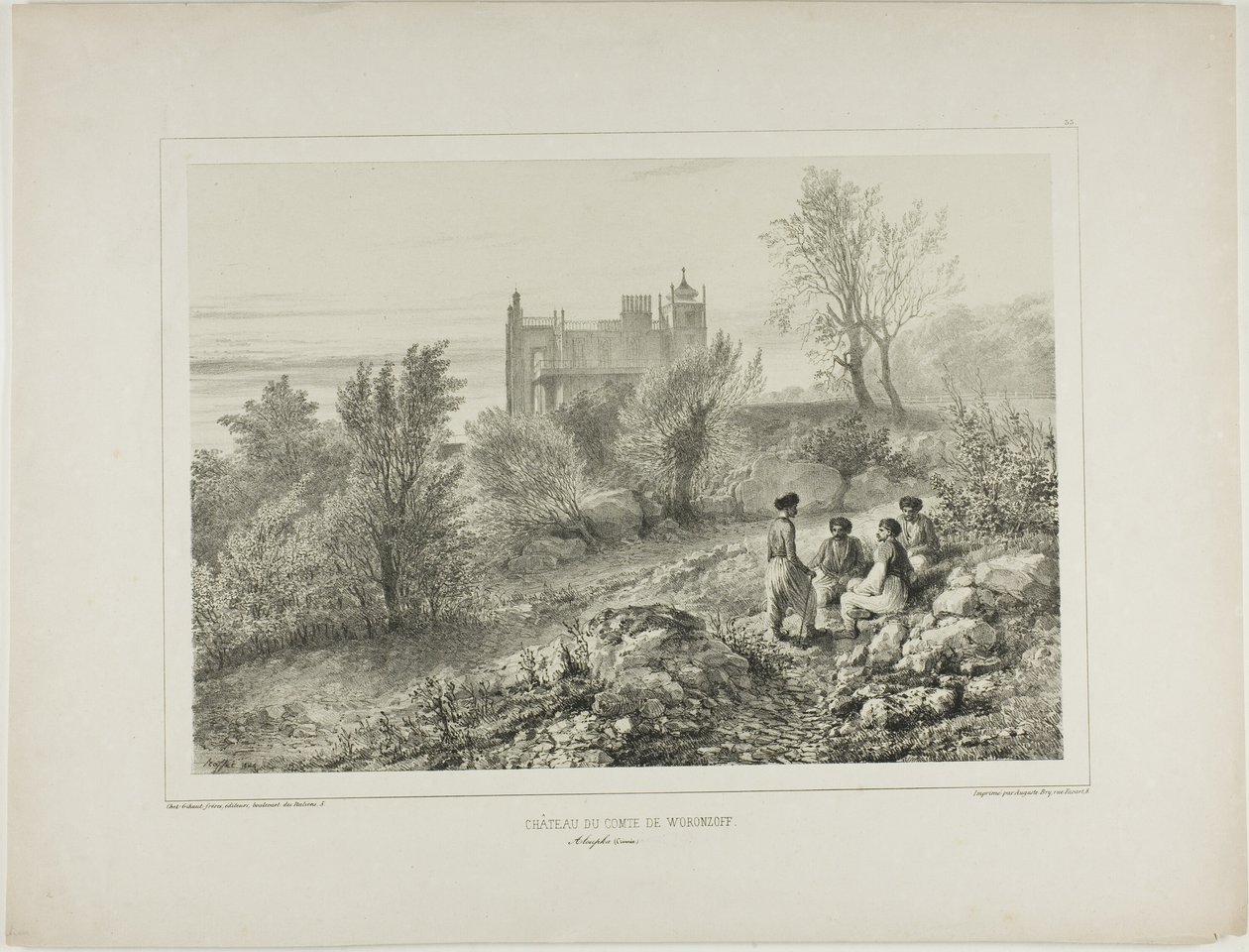 Il castello del conte Woronzoff, Aloupka, Crimea, 12 agosto 1837 da Denis Auguste Marie Raffet