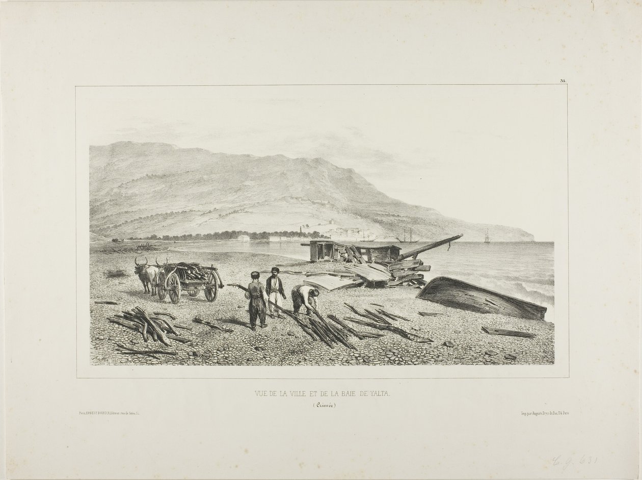 Veduta del villaggio e della baia di Yalta, Crimea, 15 agosto 1837 da Denis Auguste Marie Raffet