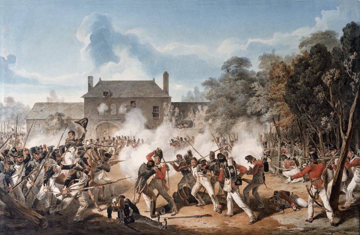 Difesa del Castello di Hougoumont da parte della Compagnia di fianco, Coldstream Guards 1815 da Denis Dighton