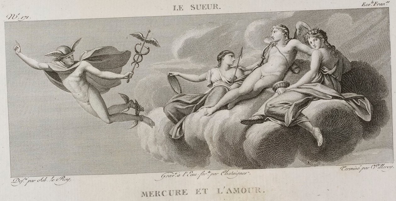 Denis-Sébastien Leroy, Antoine-Claude-François Villerey e Chataigner - Mercurio e amore, dopo Eustache Le Sueur - 1802-1815 da Denis Sebastien Leroy