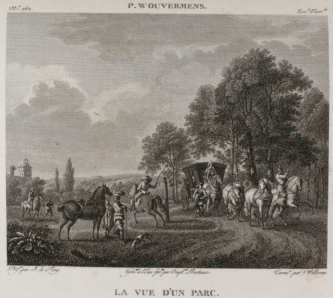 Denis-Sébastien Leroy, Antoine-Claude-François Villerey e Jean Duplessis-Bertaux - Veduta di un parco, dopo Wouwerman - 1802-1815 da Denis Sebastien Leroy