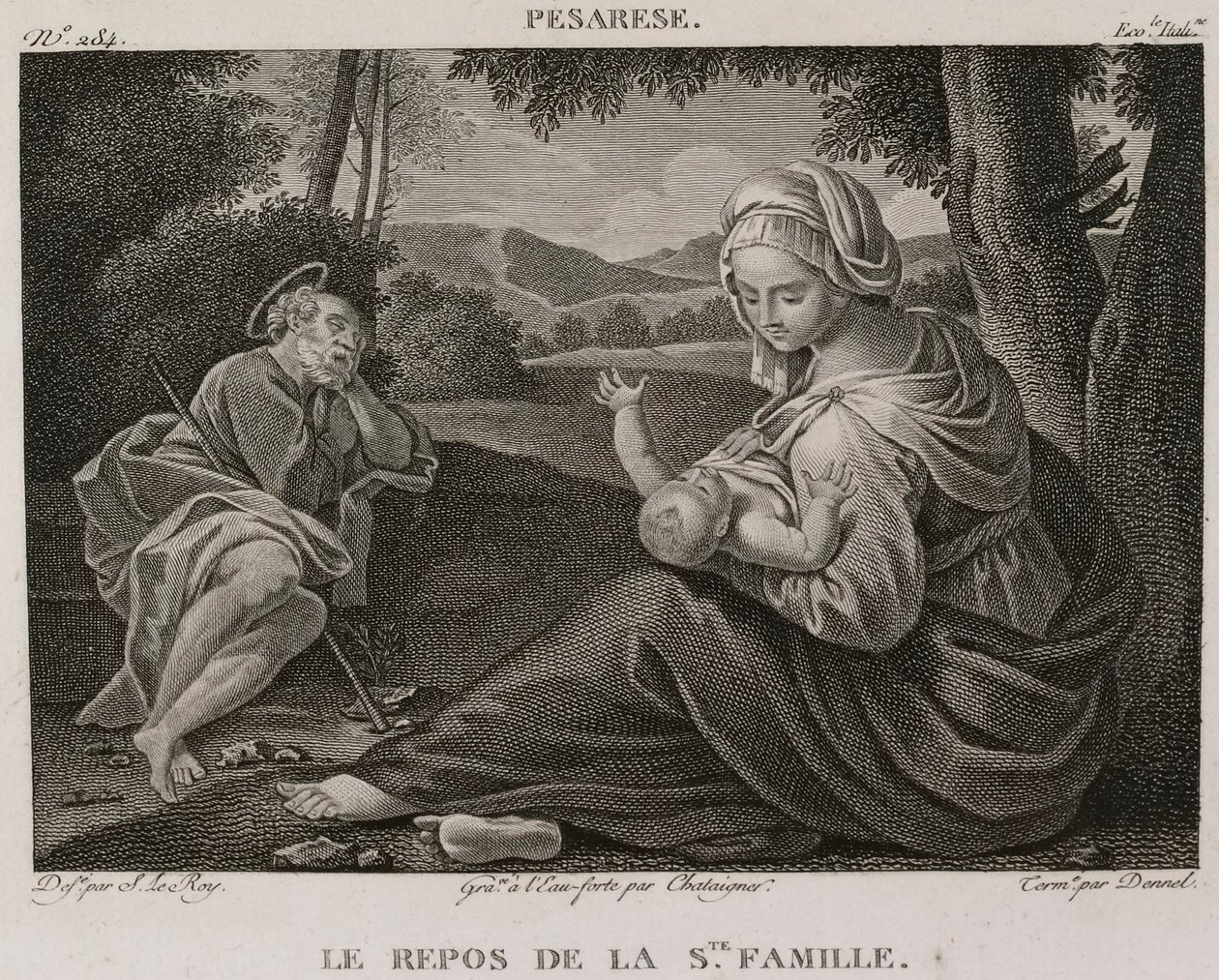 Denis-Sébastien Leroy, Chataigner e Dennel - Il riposo della Sacra Famiglia, dopo Il Pesarese - 1802-1815 da Denis Sebastien Leroy