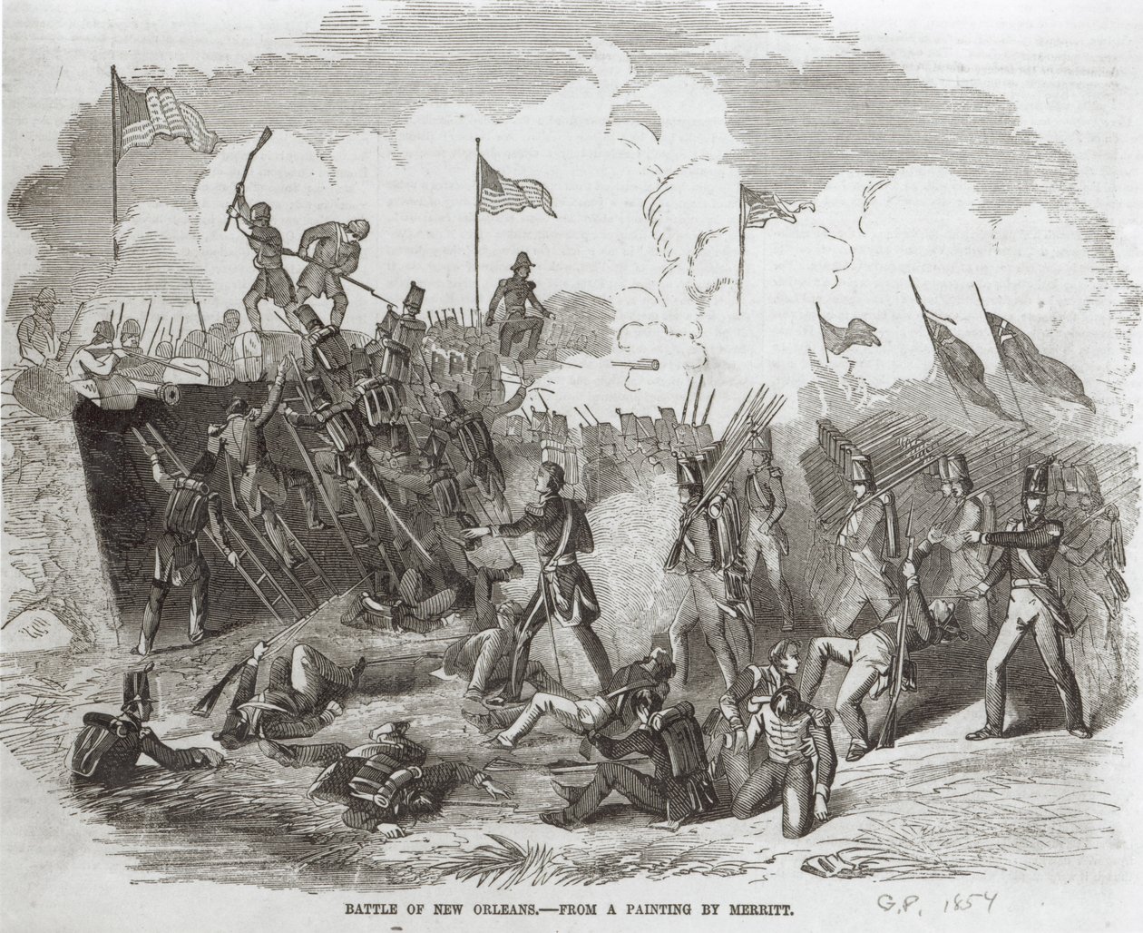 La battaglia di New Orleans, 8 gennaio 1815, inciso da Thomas Phillibrown, 1856 da Dennis Malone Carter