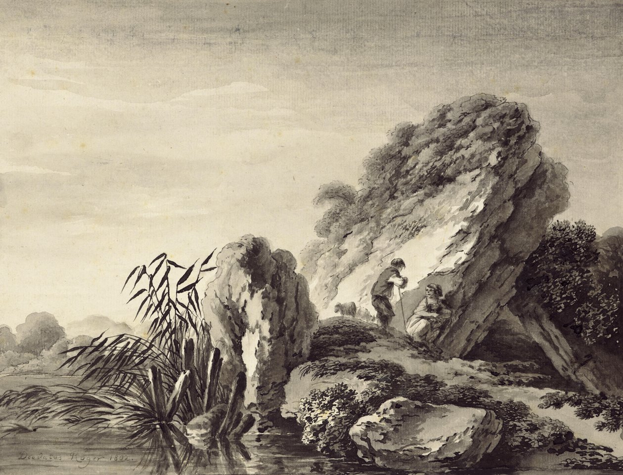 Scena di pastore in un paesaggio meridionale da Deodatus de Roger