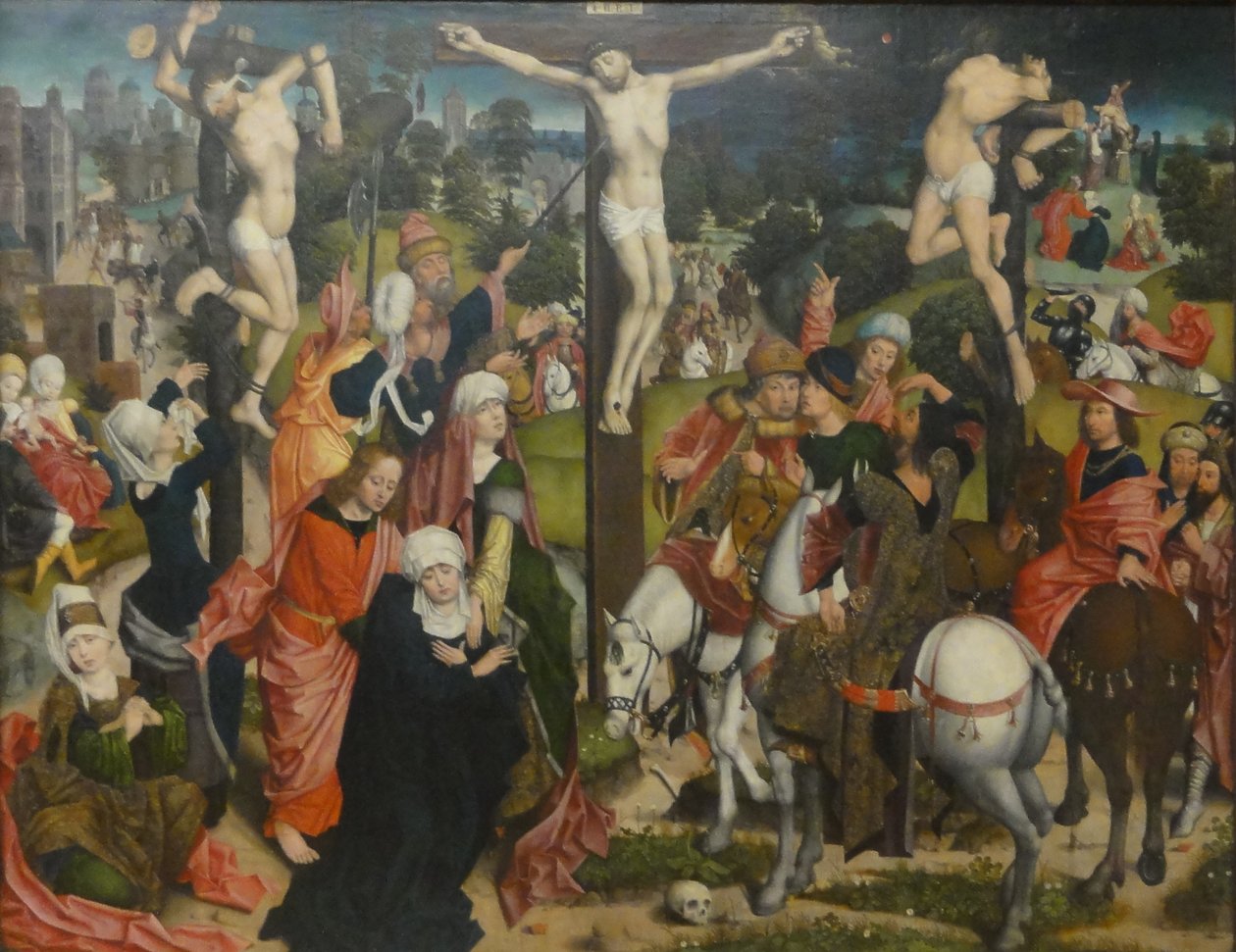 Tedesco: Kreuzigungsaltar: Kreuzigung Christi Episodi della Passione di Cristo da Derick Baegert