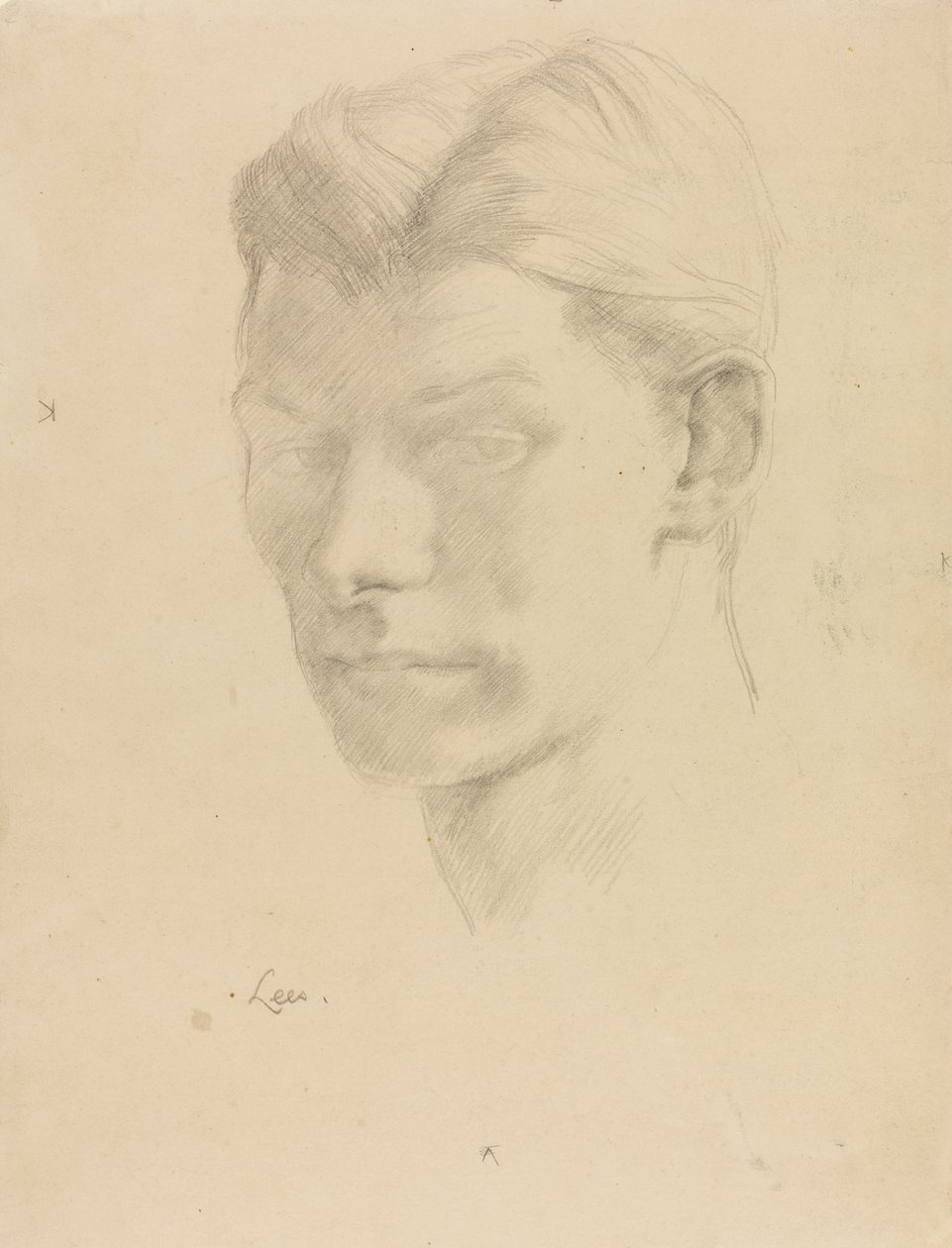 Ritratto di uomo, 1906-08 circa (matita su carta) da Derwent Lees