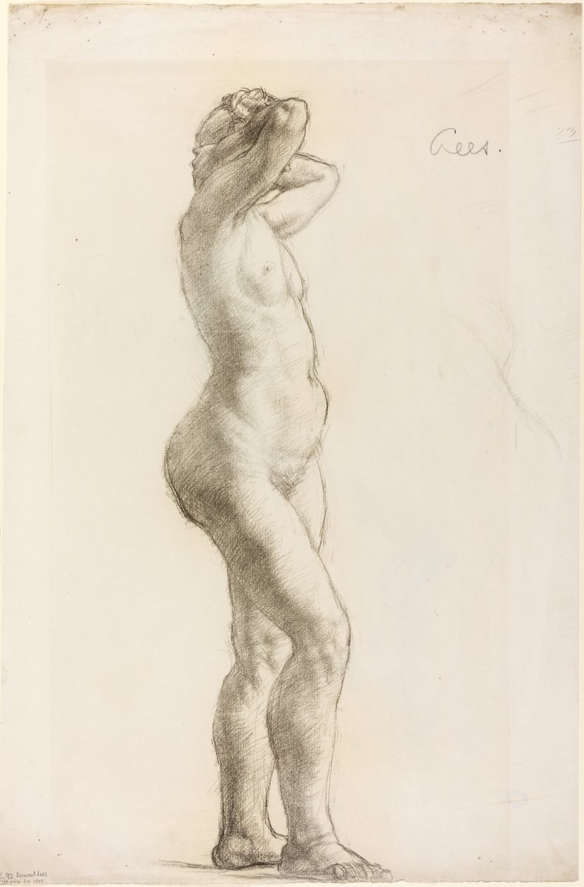 Studio di una figura femminile, 1906-07 circa (gesso nero su carta) da Derwent Lees