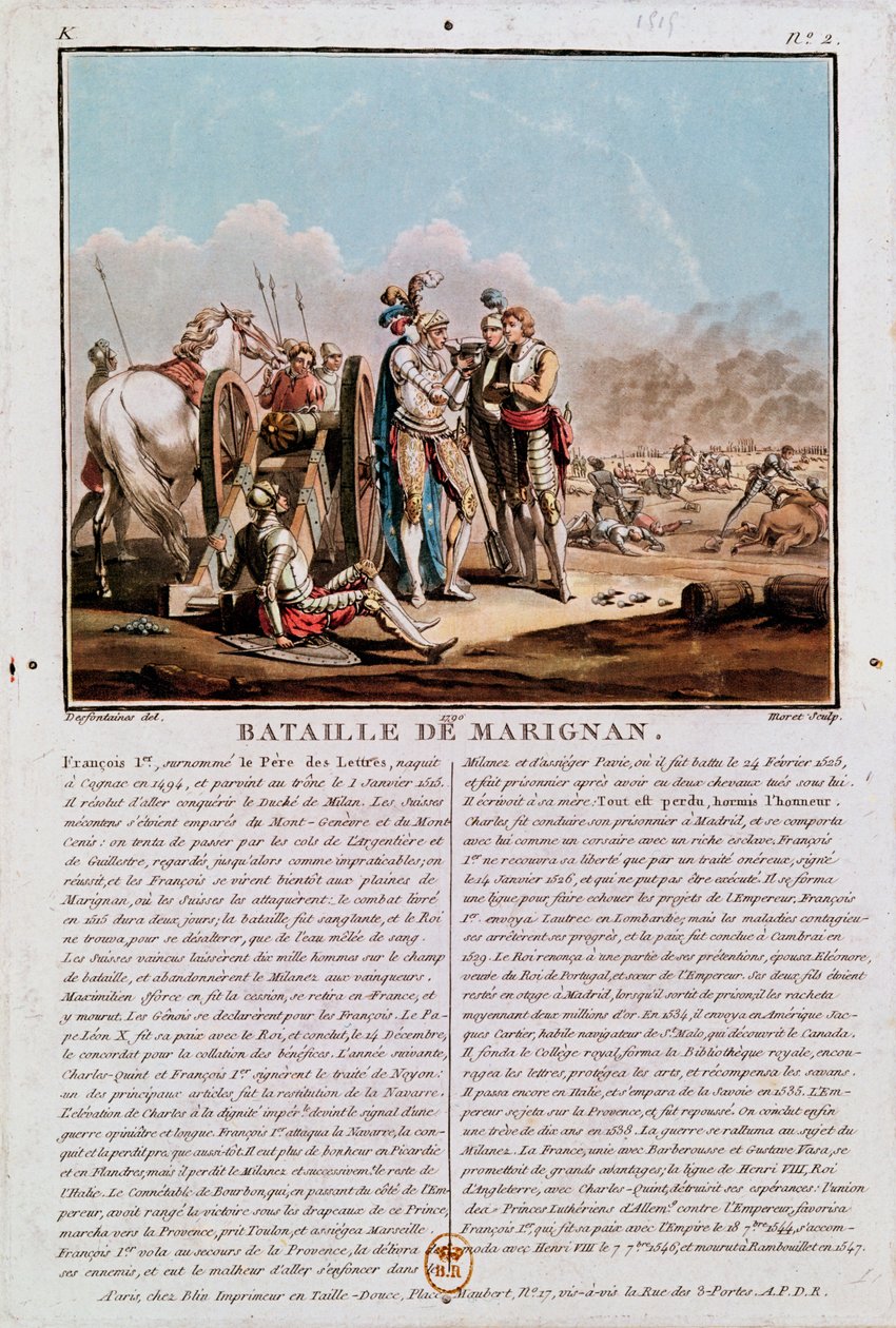 Episodio della Battaglia di Marignano, 14 settembre 1515, 1790 da Desfontaines