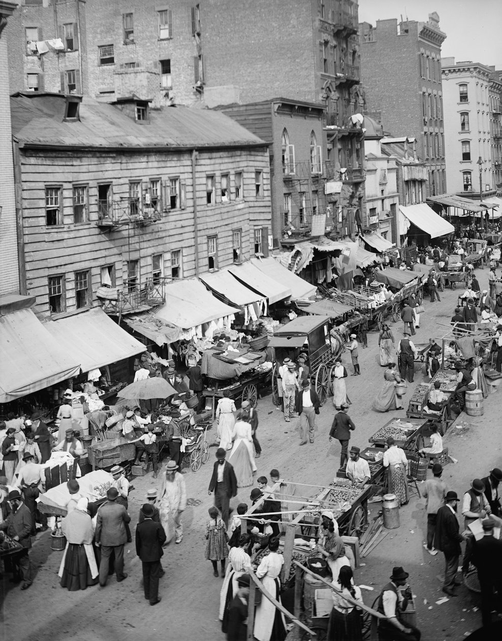 Mercato ebraico nel lato est, New York, N.Y., c.1890-1901 da Detroit Publishing Co.