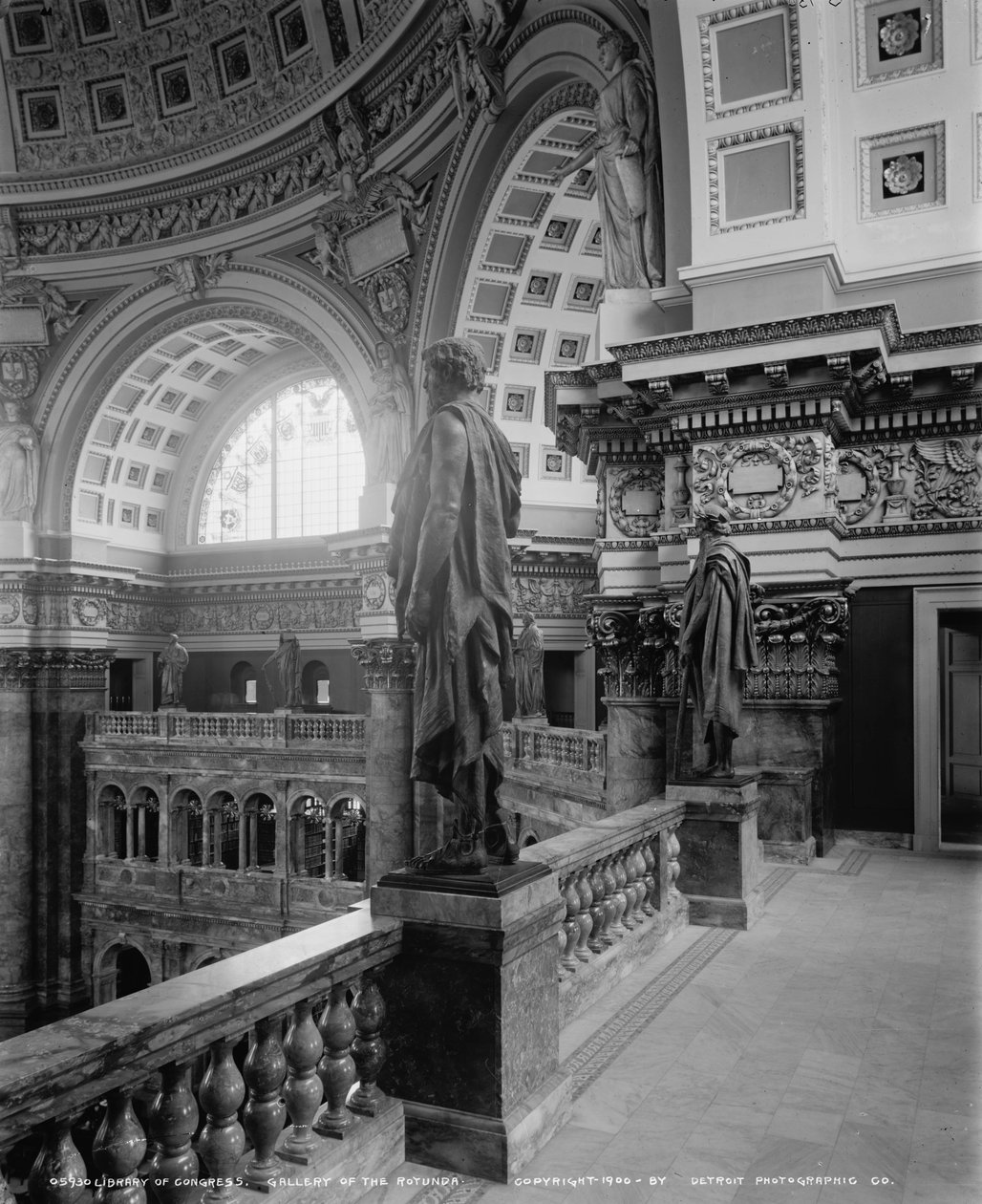 Biblioteca del Congresso, galleria della Rotonda, c.1900 da Detroit Publishing Co.