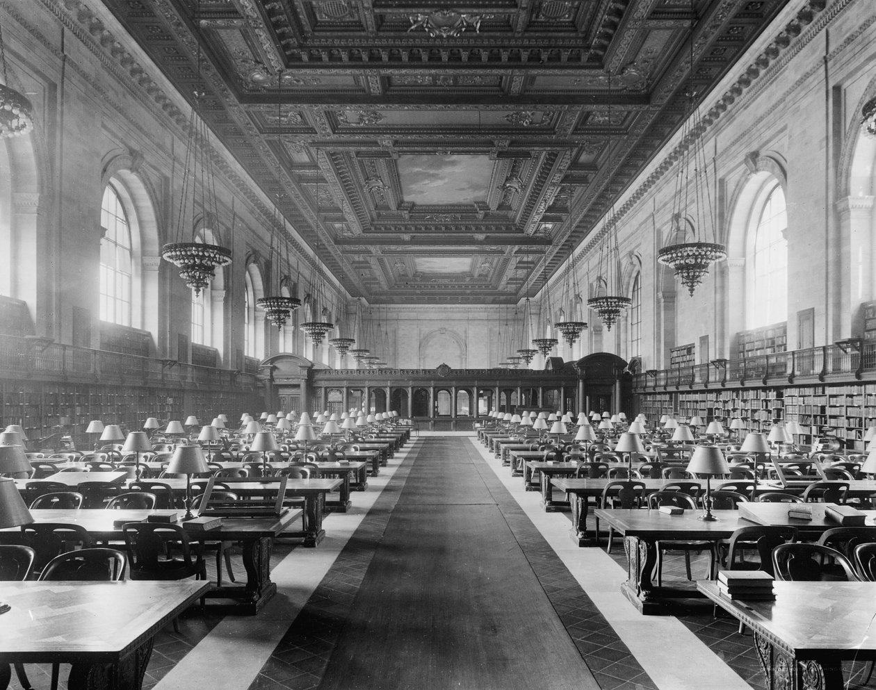 Sala di Lettura Principale, Biblioteca Pubblica di New York, c.1910-20 da Detroit Publishing Co.