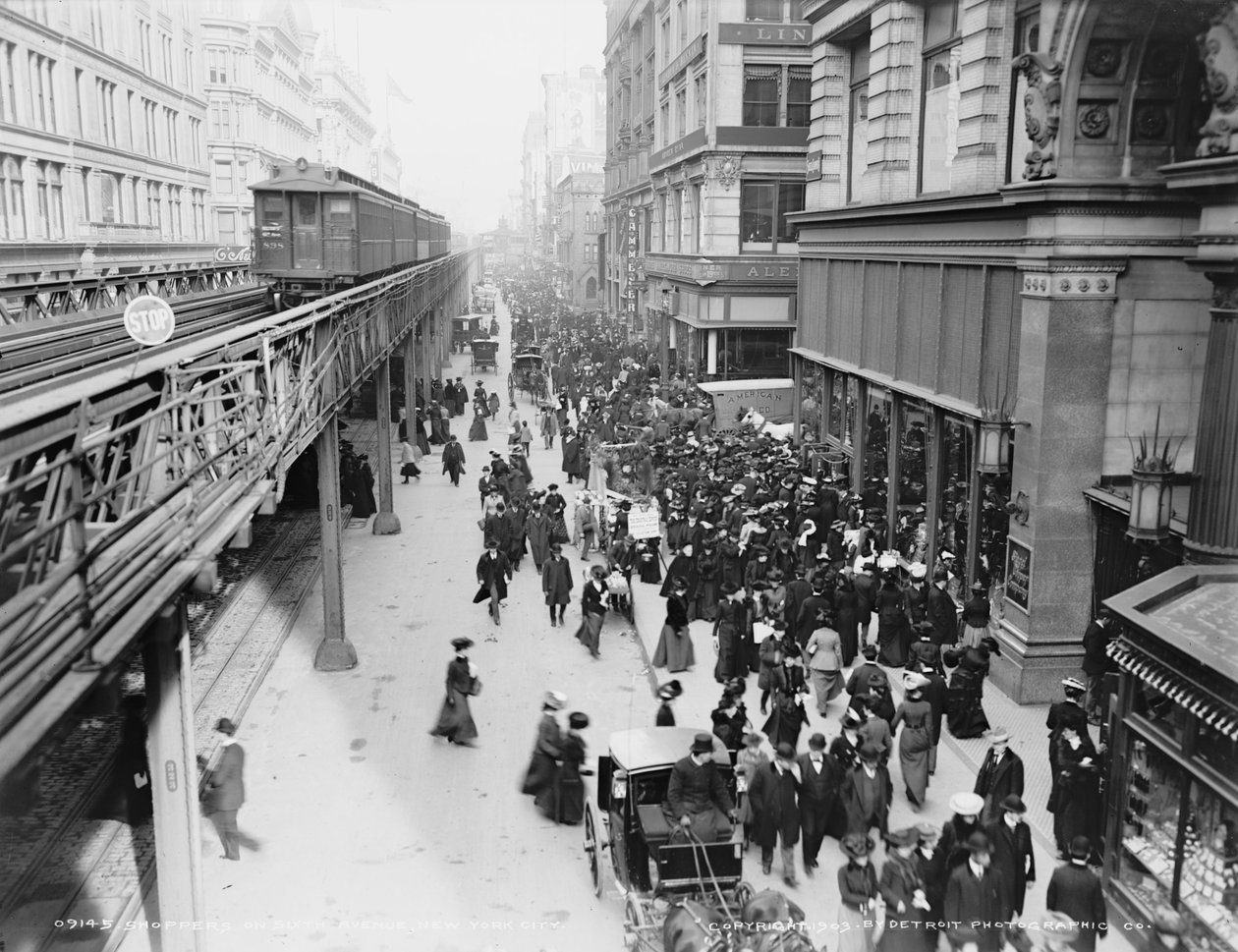 Acquirenti sulla Sixth Avenue, New York City, c.1903 da Detroit Publishing Co.