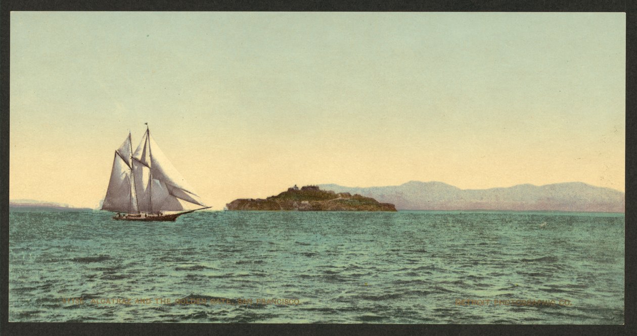 Alcatraz e il Golden Gate, San Francisco da Detroit Photographic Co.