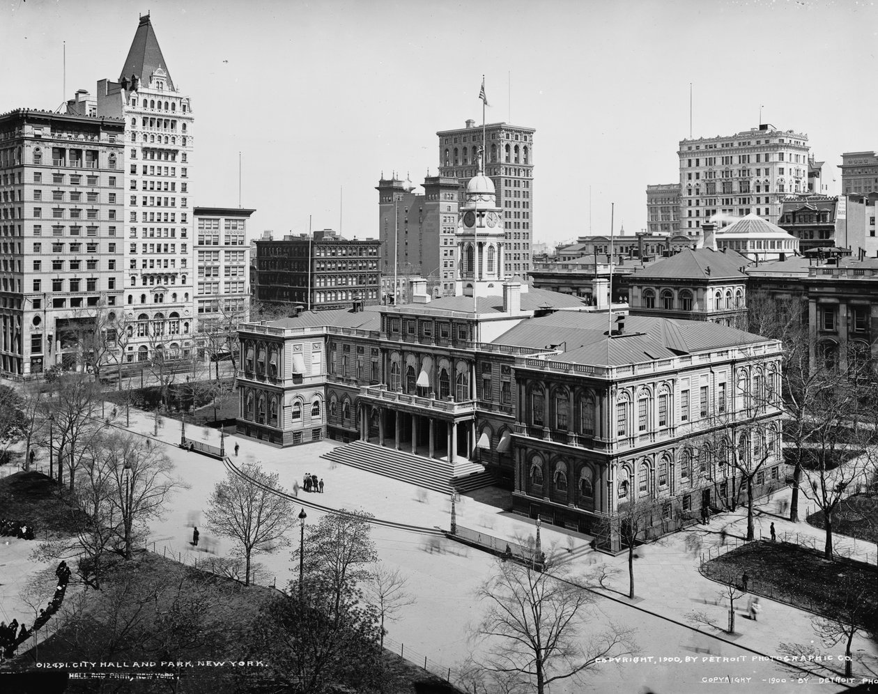 Municipio e Parco, New York, c.1900 da Detroit Publishing Co.