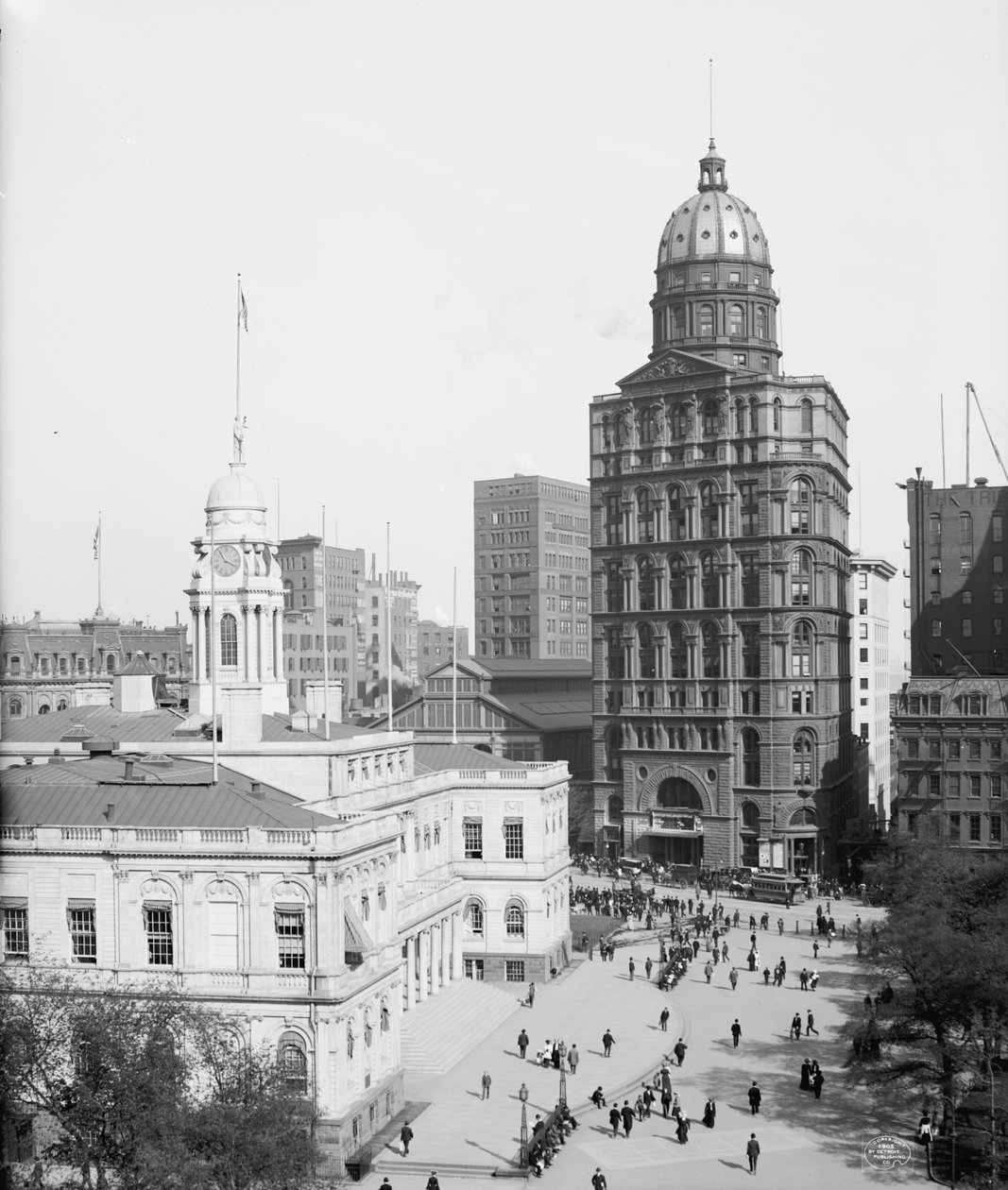 Municipio e World Building, New York City, USA, c.1905 da Detroit Publishing Co.