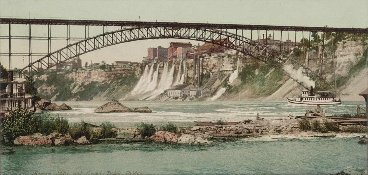 Niagara, mulini e ponte Grand Trunk, c.1900 da Detroit Publishing Co.