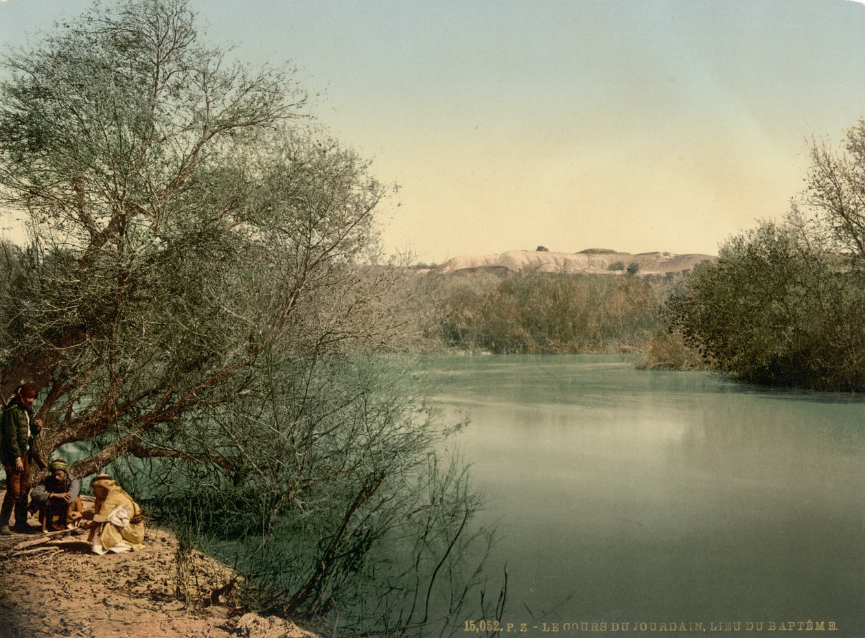 Luogo del battesimo, fiume Giordano, Terra Santa, 1890-1900 circa (stampa fotocromatica) da Detroit Publishing Co.