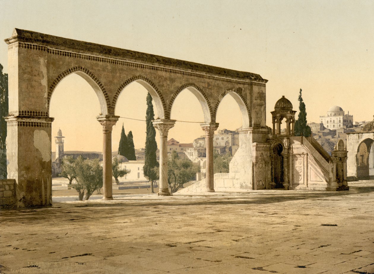 Pulpito del Cadi Borhan-ed-din, Gerusalemme, Terra Santa, 1890-1900 circa (stampa fotocromatica) da Detroit Publishing Co.