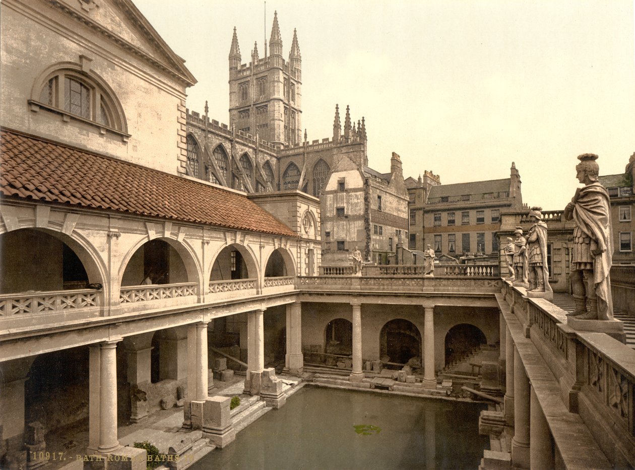 Bagni romani e abbazia, Bath, 1890-1900 circa (stampa fotocromatica) da Detroit Publishing Co.