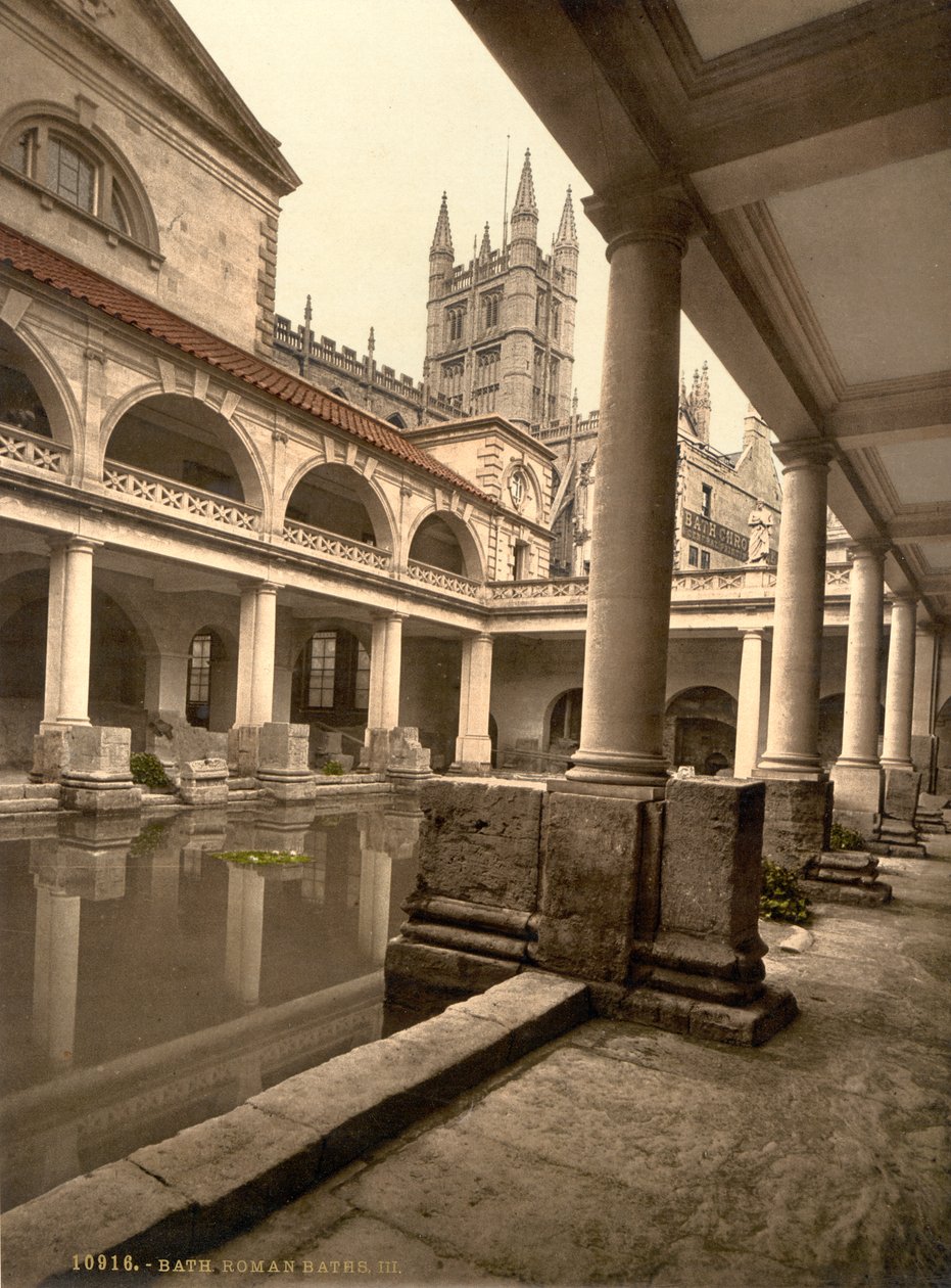 Bagni romani e abbazia, Bath, 1890-1900 circa (stampa fotocromatica) da Detroit Publishing Co.