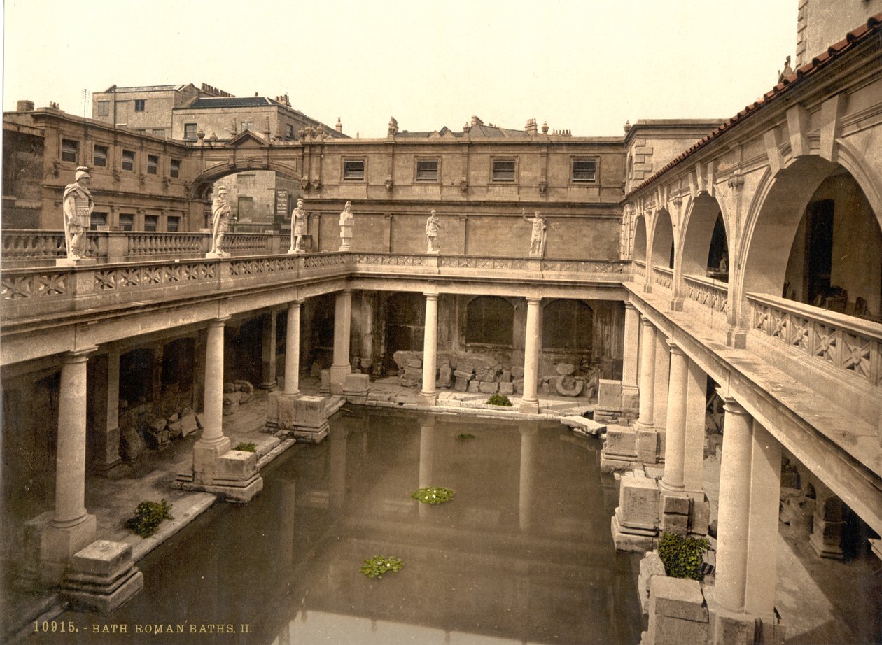 Bagni romani e abbazia, Bath, 1890-1900 circa (stampa fotocromatica) da Detroit Publishing Co.