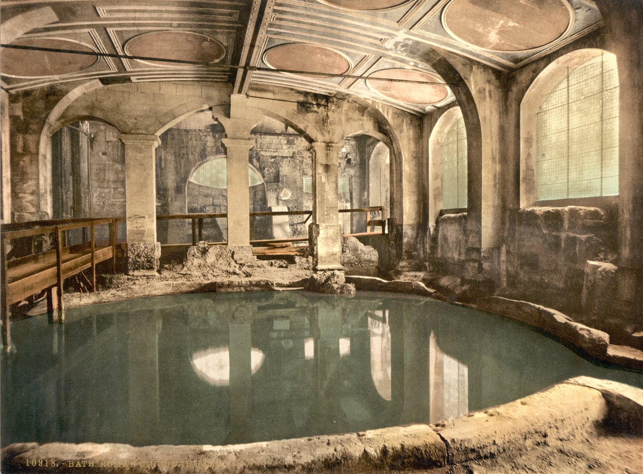 Bagni romani e abbazia, Circular Bath, Bath, 1890-1900 circa (stampa fotocromatica) da Detroit Publishing Co.