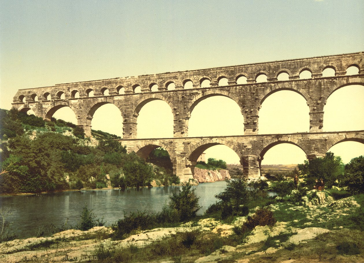 Ponte romano sul Gard, costruito da Agrippa, Nîmes, Francia, c.1900 da Detroit Publishing Co.