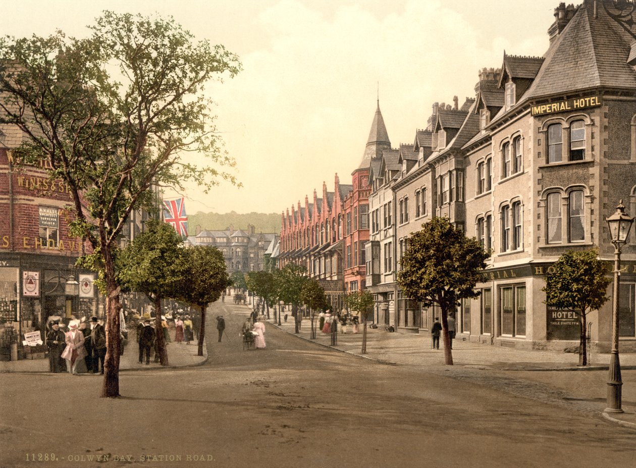 Station Road, Colwyn Bay, Galles, 1890-1900 circa (stampa fotocromatica) da Detroit Publishing Co.