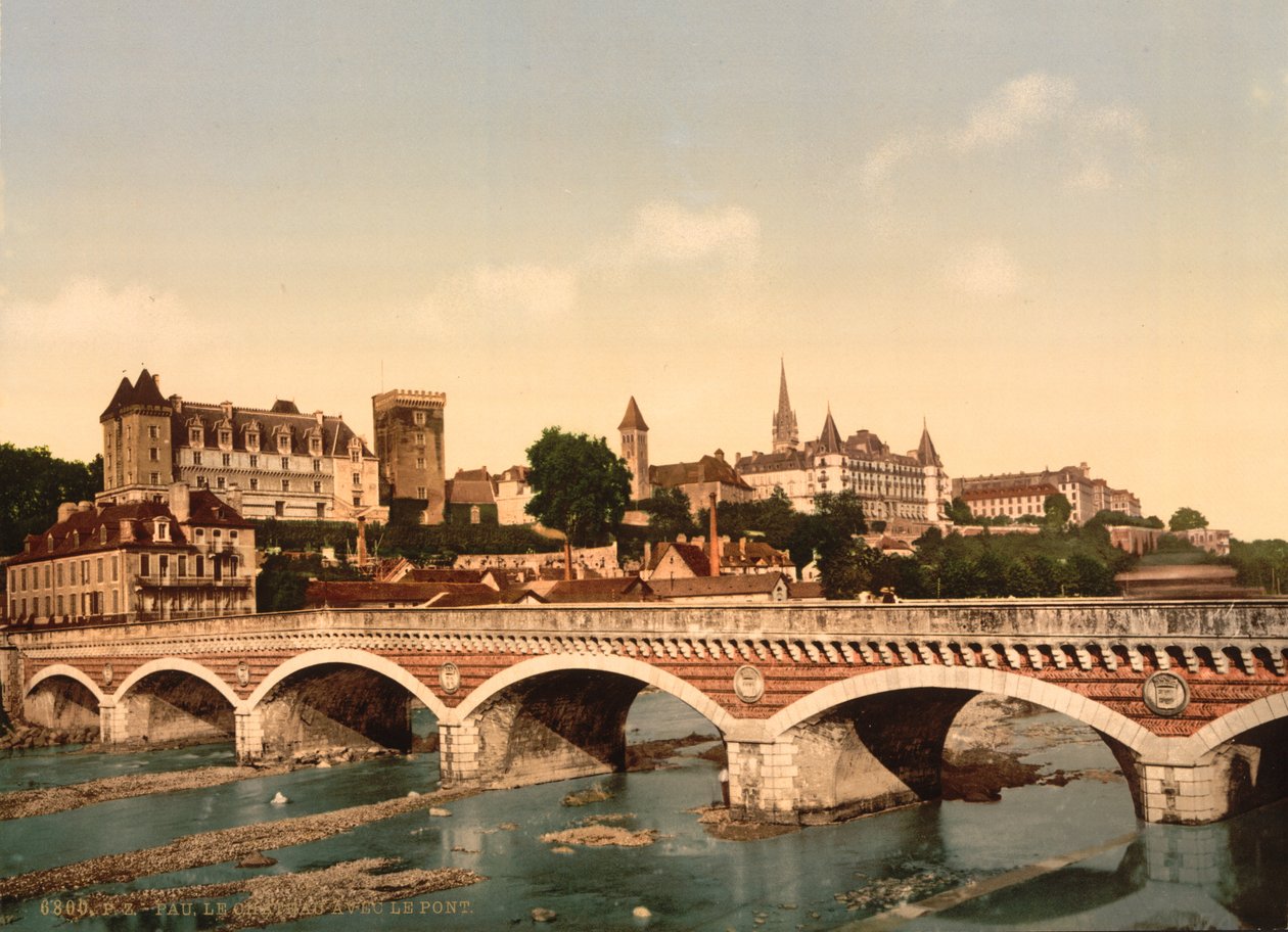 Il castello e il ponte, Pau, Pirenei da Detroit Publishing Co.