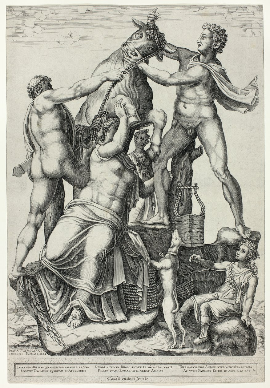 Il toro Farnese con Dirce, Zeto e Anfione da Diana Scultori