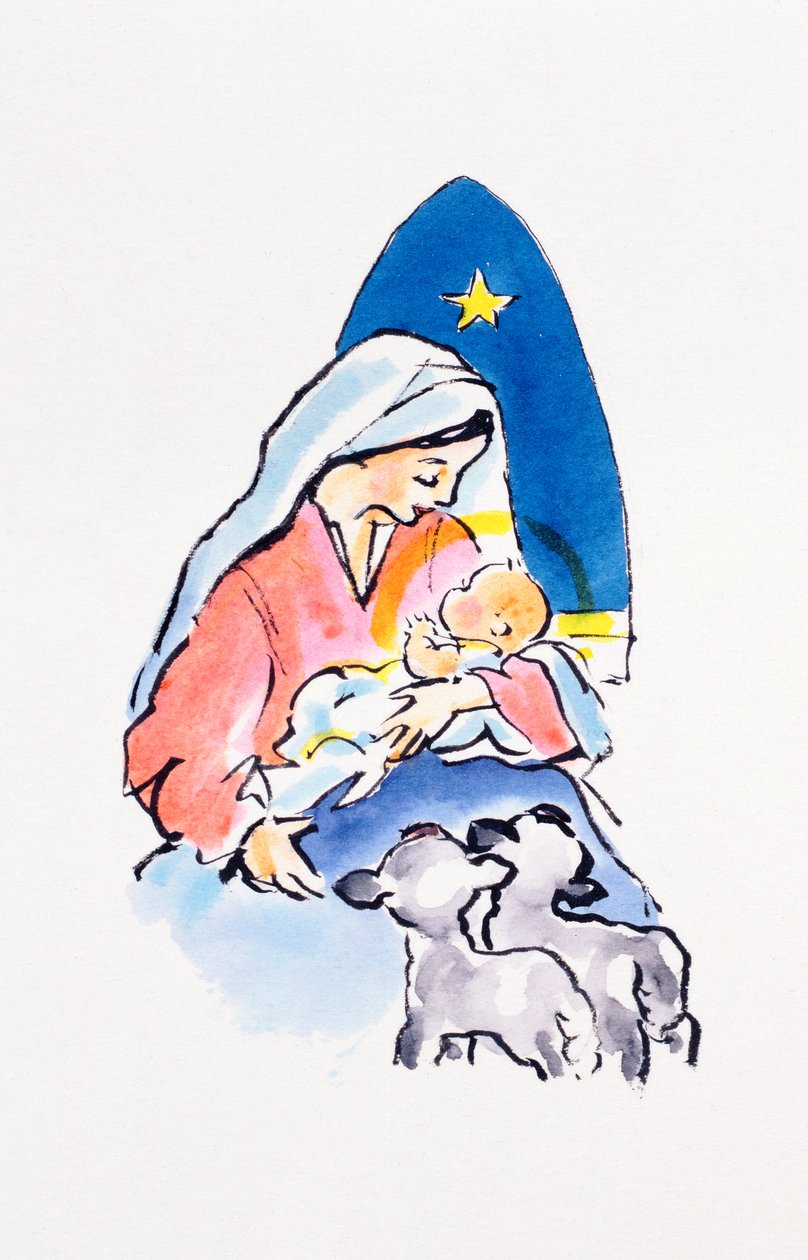 Madonna e Bambino con agnelli, 1996 da Diane Matthes